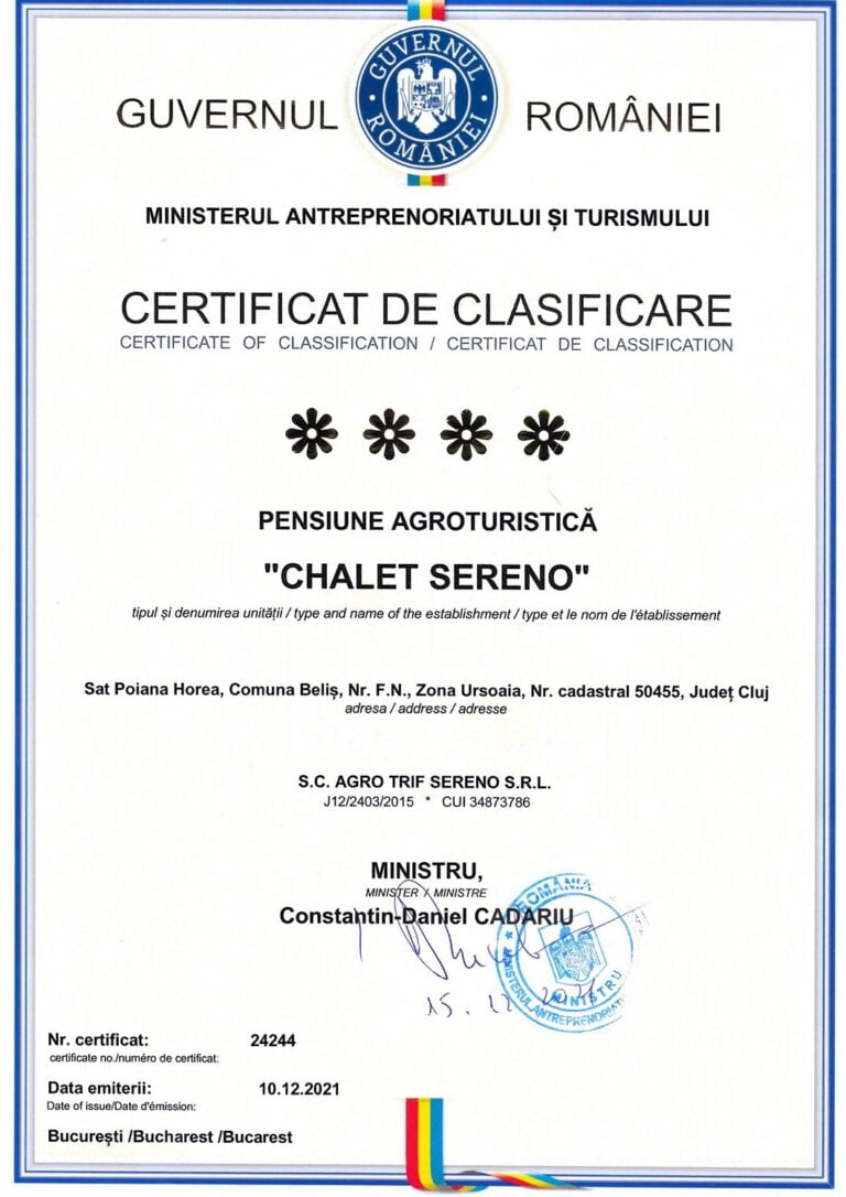 certificat de clasificare